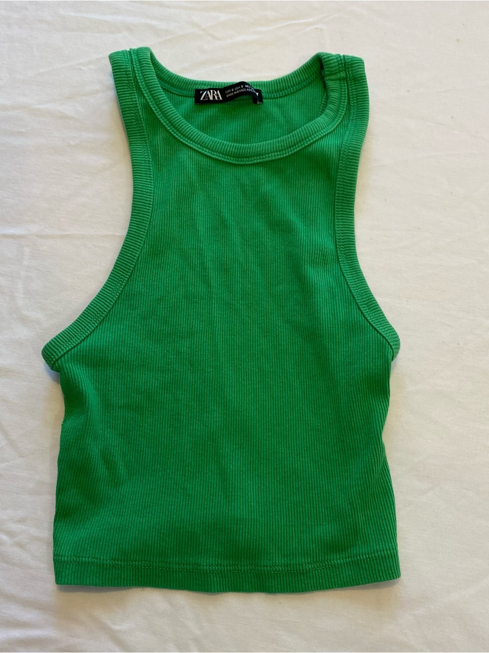 Zara Green ribbed knit tank top Size Small.
